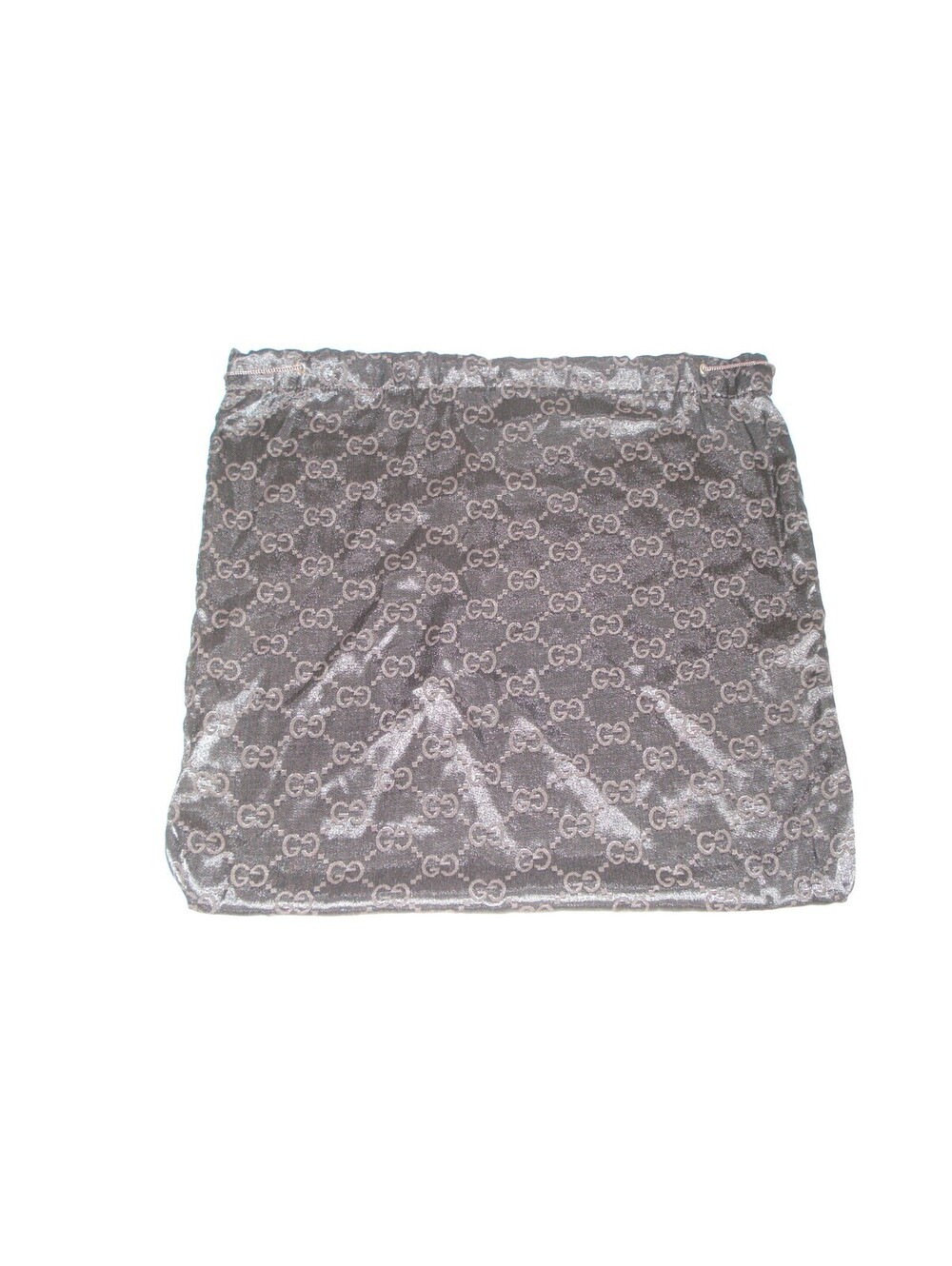 Authentic GUCCI Dark Brown GG Monogram Drawstring Satin Dust Bag 16" X 15"